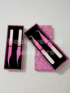 Vente en gros de pinces à épiler de haute précision GETUP BROSONS IMPEX, étiquette privée personnalisée, couleur Dolphin Ombre, blanc/rose, pointe dorée - Product Image 1