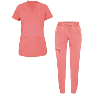 Ensemble de tenue médicale premium couleur prune, personnalisable, pour infirmière d'hôpital, avec haut à col en V et pantalon cargo, tenue de travail pour médecin et infirmière - Product Image 4