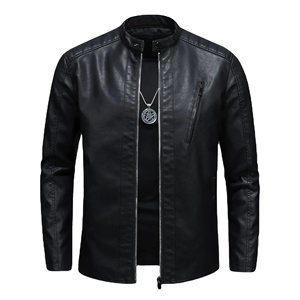 Veste en cuir PU mince de luxe pour hommes avec col montant automne mode à capuche Moto Biker manteau pour décontracté équitation toile matériel - Product Image 3