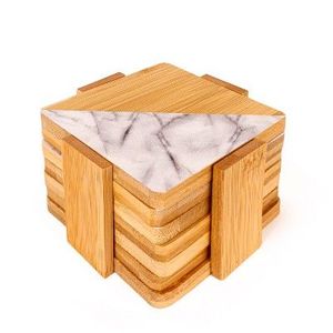Nouvel Arrivage – Sous-verres en marbre et bois, forme carrée, pour thé et café, usage en cuisine, sur table ou en hôtel, vente en gros - Product Image 1