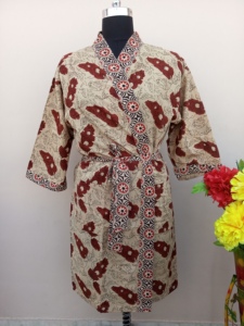 Kimono Cotton <b>Print</b> Velvet Robe Luxury Short Bathrobe Night Dress Smooth Homewear <b>Clothes</b> for Sleepwear - Product Image 4