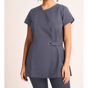 <b>Wrap</b> Style New Arrival Spa Uniform <b>Black</b> Design High Quality Uniform Spa Salon Tunic - Product Image 4