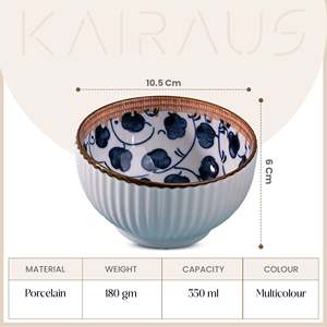 Modern Design Handpainted Ribbed Porcelain Soup Bowls Eco-Friendly <b>Microwave</b> Oven Safe <b>Set</b> of 4 - Product Image 3