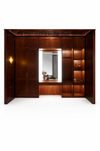 Armario Moderno con Detalles en Caoba, Espejo y Almacenamiento LED para Apartamento, Sala de Estar, Dormitorio, Hogar, Hotel - Product Image 1