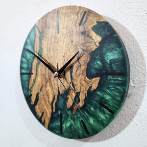Horloge murale élégante en résine à mouvement à quartz, motif nature morte moderne, aiguille en époxy, alimentée par piles, pour salon et bureau - Product Image 4