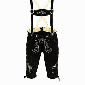 Lederhosen traditionnels noirs pour hommes en cuir bavarois de qualité supérieure, tailles européennes 46 à 62 - Product Image 1
