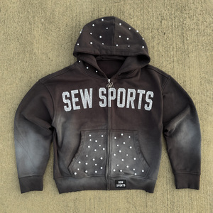 Service OEM, couleur personnalisée, ensemble de survêtement d'hiver pour hommes, impression de strass, sweat à capuche zippé, ensemble de survêtement en polaire, ensemble de sport décontracté, haute qualité - Product Image 6