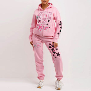 Custom Logo Women Lightweight Printed Winter Streetwear <b>Plus</b> <b>Size</b> Stacked <b>Joggers</b> Suit Sweat suit 2 Piece Tracksuit <b>Set</b> - Product Image 5