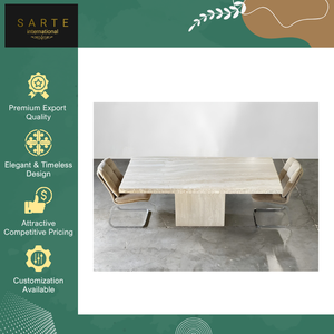 Table à manger en travertin de luxe moderne, tables d'appoint en pierre naturelle douce, qualité supérieure, approvisionnement en gros pour la décoration intérieure - Product Image 3