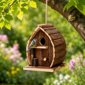 Handcrafted Wooden <b>Log</b> Birdhouse Hanging Outdoor Bird House Rustic Garden Decor Backyard Nesting <b>Box</b> Wholesale - Product Image 5