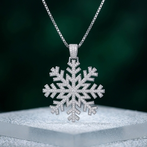 Pendentif personnalisé RAAMAA Hip Hop en forme de flocon de neige plaqué rhodium 925 avec diamant de laboratoire - Product Image 1