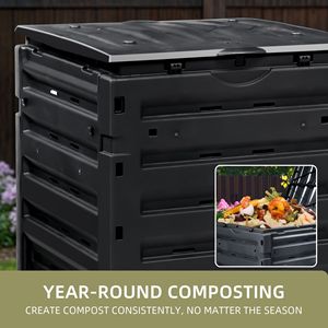 Composteur extérieur de 120 gallons (450 L) avec couvercle à clip et système d'aération, composteur léger pour le jardinage et l'agriculture - Product Image 2