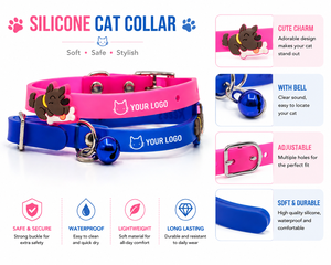 Silicone Cat <b>Collar</b> OEM ODM Custom Logo Waterproof Adjustable Kitten <b>Collar</b> with Bell Direct Manufacturer - Product Image 5