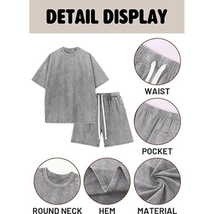 Men Acid Wash Summer <b>Set</b> Soft Lightweight Two Piece Outfit Breathable Acid Wash Fabric For Beach Vacation Outdoor Adventures - Product Image 6