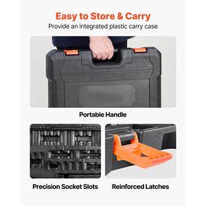 ชุดบล็อกหกเหลี่ยมแบบลึก 65 ชิ้น ขนาด 1/2 นิ้ว SAE 3/8 นิ้ว ถึง 1-1/4 นิ้ว เมตริก 10-24 มม. 6 จุด วัสดุ CR-V Cr-Mo - Product Image 4