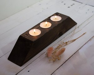 Nordic Style Wooden Candle Holder for Tea Lights Rustic Geometric <b>Table</b> <b>Decor</b> Accent for Modern Living Spaces - Product Image 1