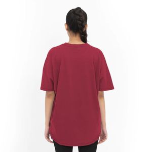 เสื้อยืดโอเวอร์ไซส์สำหรับผู้หญิง Burgundy Flow Bat Tee เสื้อยืดคอกลมแขนสั้นสไตล์ลำลองพรีเมียมทรงหลวมสไตล์แบทวิงเนื้อผ้านุ่มเบา - Product Image 6