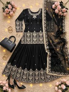 Blusa étnica de seda Lehenga Choli de alta calidad para mujer Dupatta estilo pakistaní estampado Digital moda para bodas indias - Product Image 3