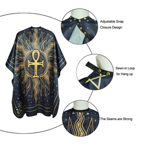 Capa de Barbería Personalizada con Estampado Egipcio Ankh, Impermeable, Unisex, para Corte de Cabello, Nailon/Poliéster, Impresión por Sublimación, 63x55, Dorado - Product Image 6