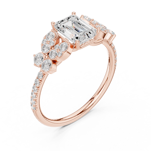 Anillo de Compromiso de Oro Rosa con Diamante Cultivado en Laboratorio de Corte Ovalado, Halo Solitario, Chapado en Rodio, Oro Sólido de 14K, Joyería para Mujer, Oro Rosa Esmeralda - Product Image 3
