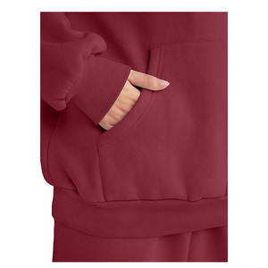 Conjunto deportivo informal de algodón de color sólido con capucha, estilo oversized, para mujer. - Product Image 5