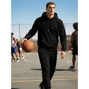Mens Casual Cotton Tracksuit Outfit <b>Set</b> Hooded Sweatshirt Jogger Pants Athletic Sportswear Daily Fashion - Product Image 3