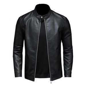 genuine Sheep Skin Faux Leather <b>Jacket</b> Durable Slim Loose Quilted Feature Solid <b>Linen</b> Plain Dyed Autumn <b>jacket</b> for <b>men</b> - Product Image 4