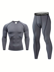 Conjunto Deportivo Personalizado de Compresión, Poliéster de Secado Rápido, Elástico, 5 Piezas, Ropa de Entrenamiento, Ropa Deportiva para Hombre, Ropa de Gimnasio - Product Image 1