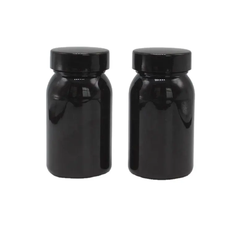 free sample 100cc PET black medical pill bottles with cap food grade vitamin dietary nutritional supplement medicine bottle