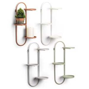 Étagère murale moderne multi-niveaux en métal, étagères flottantes décoratives, support pour plantes, organisateur de maison, présentoir - Product Image 1
