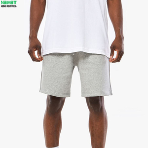 Shorts en coton gris tricoté, décontractés, respirants, avec cordon de serrage, pour l'été, vêtements de sport - Product Image 3