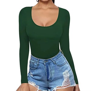 Women's Breathable Front Logo Scoop Neck Solid Knitted Casual <b>Green</b> Bodycon <b>Tank</b> <b>Top</b> Cotton Spandex - Product Image 1