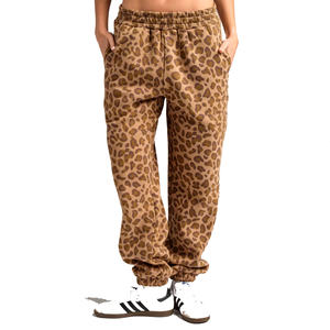 Pantalon de jogging large en molleton de coton de luxe, motif léopard, qualité OEM, coupe régulière, écologique, personnalisable - Product Image 2