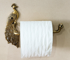 Porte-papier toilette mural Peacock, en laiton vintage, distributeur de papier hygiénique pour salle de bain, accessoire décoratif classique - Product Image 1