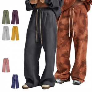 Men's Wide Leg Sweatpants Elastic Waist Drawstring Casual Loose Fit Midweight Cotton Autumn Wear <b>Tie</b> <b>Dye</b> Pattern Side Pockets - Product Image 1