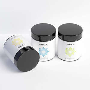 Pot en plastique PET noir de 250 ml (8 oz) à parois droites, imprimé en sérigraphie, avec étiquette personnalisée, pour vitamines, médicaments, pilules, compléments alimentaires - Product Image 1