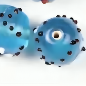 Blue 18x20mm Fancy Oval Lampwork Glass <b>Beads</b> Floral Pattern Loose Spacer <b>Beads</b> for DIY Bracelet Jewelry Making Wholesale - Product Image 1