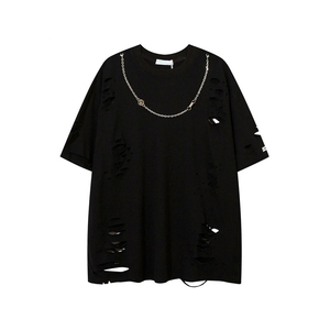 220 Grams Mens Black <b>Polyester</b> Knitted Basic <b>T</b>-<b>Shirt</b> Front Oversized Neck Short Sleeve Loose Fit Casual Streetwear Anti-Shrink - Product Image 1