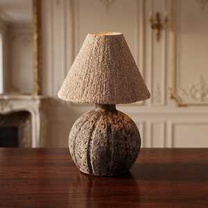 <b>Rustic</b> Ceramic <b>Table</b> Lamp Pleated Raffia Shade Curvy Wavy Base Wabi Sabi <b>Bedside</b> Desk Light Minimalist E27 Bulb Base Bali Living - Product Image 3
