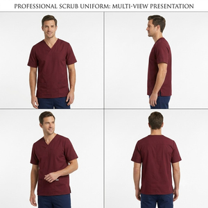 Haut de blouse médicale à col en V et manches courtes pour hôpital – Tunique professionnelle pour infirmières - Product Image 3