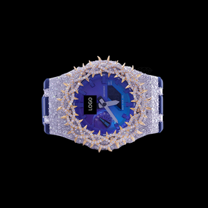 <span class=keywords><strong>Reloj</strong></span> Deportivo de Lujo Justhira Unisex con Moissanita VVS Personalizada, Resistente al Agua 3BAR, Correa de Cuero Azul, Precio de Fábrica - Product Image 2