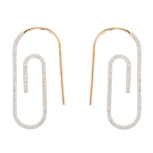 14K Solid Gold Bezel Set Paper <b>Clip</b> Diamond Earrings-IGI Certified VVS1 Clarity - Product Image 1