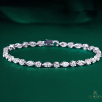 Bracelet tennis en diamant de laboratoire taille marquise, or blanc plaqué rhodium, certifié IGI, bijoux fins de luxe pour femme, 3,29 carats, 9-18K