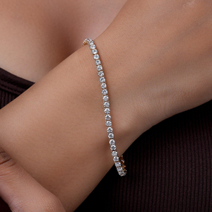 Pulsera de Diamantes Cultivados en Laboratorio, Corte Brillante Redondo de 9 Puntas, de Lujo, para Mujer, Certificada por IGI, Oro de 14K, Elegante, para Bodas y Fiestas - Product Image 4
