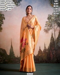 Sari de Boda Tradicional de Lino y Seda Velvet Aura, que Absorbe la Humedad y Evita las Arrugas - Product Image 1