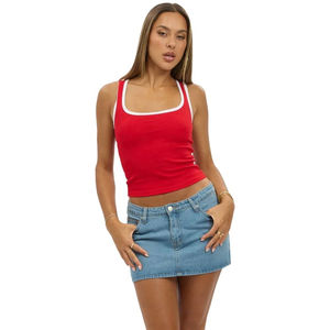 Compre Ahora: Top Corto de Algodón Personalizado para Mujer, Sin Mangas, Estilo Rojo, Ropa Casual de Verano, Top para Mujer a Precio Económico, OEM - Product Image 4