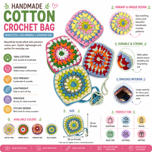 Bolso de Ganchillo de Algodón Ecológico, Bolso Tote Bohemio Hecho a Mano, Bolso Casual de Playa y Mercado para Mujer - Product Image 6