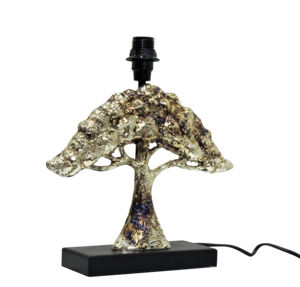 Lampe de table artisanale en aluminium argenté - Luminaire d'appoint sculptural moderne style bonsaï avec base noire pour la décoration de maisons et de bureaux de luxe - Product Image 2