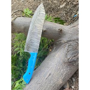 Couteau de chef artisanal en acier Damas de 13 pouces, fabriqué sur mesure par Ahmad Fabric, avec étui en cuir, manche élégant, personnalisable - Product Image 5