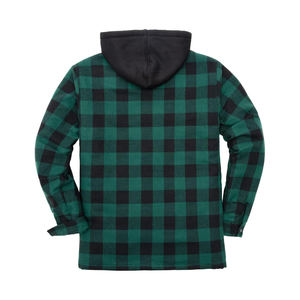 Men's Green Plaid Hooded <b>Flannel</b> Shirt <b>Jacket</b> With Quilted Lining Windproof Casual Winter Wear Regular Fit - Product Image 3